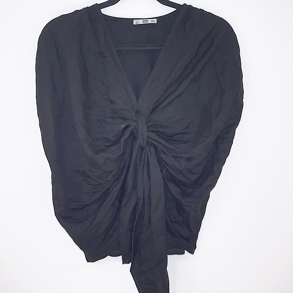 Zara White Wrap-Front Shirt Blouse